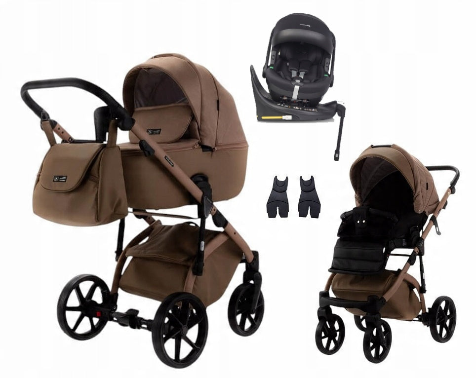 ADAMEX NOLA NATURA stroller 4in1 + SEAT BUZ PRO + BASE ISOFIX / 5 CAMEL