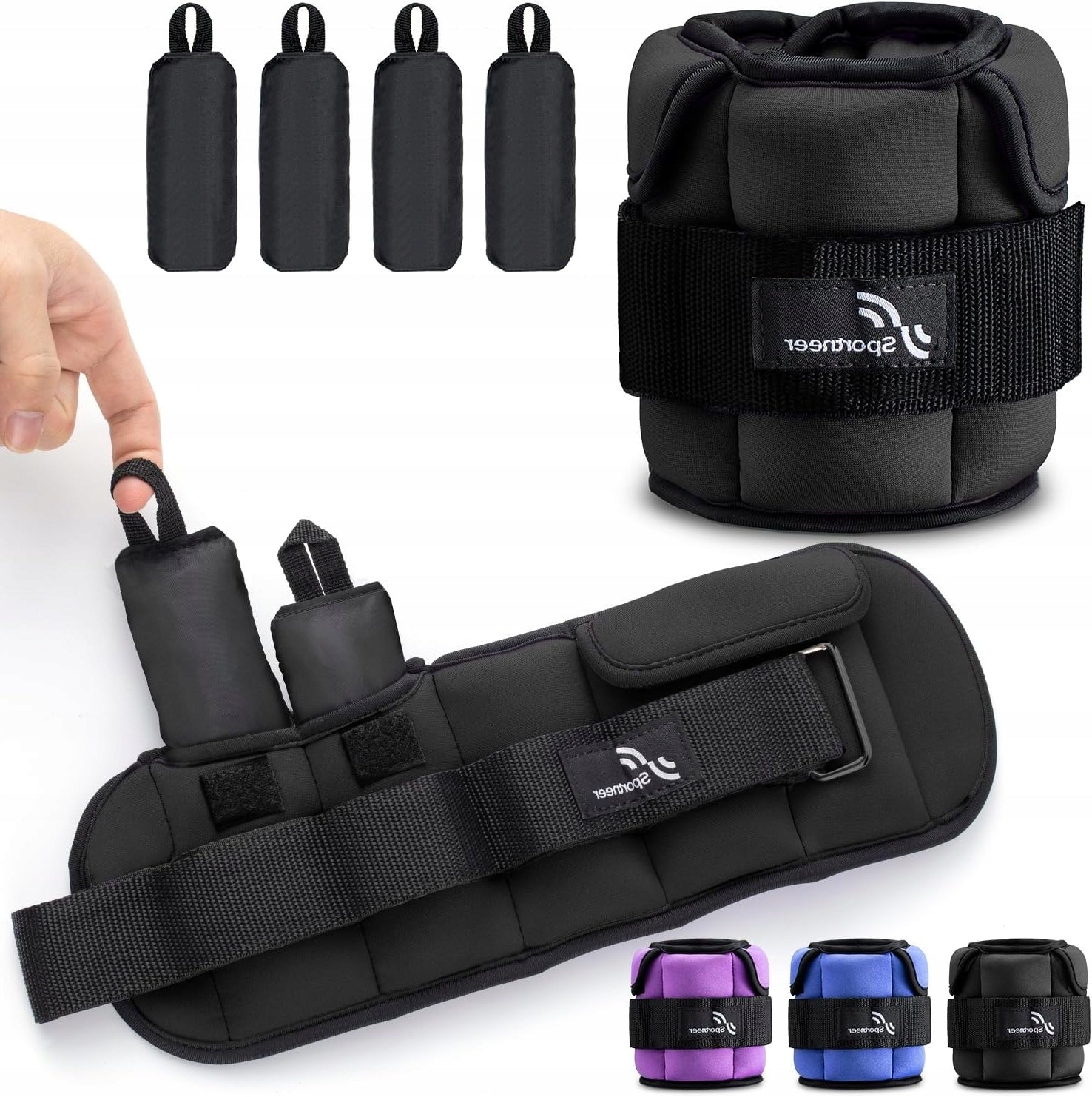 ADJUSTABLE ANKLE WEIGHTS FROM 0,5 TO 2,3 KG PER ANKLE