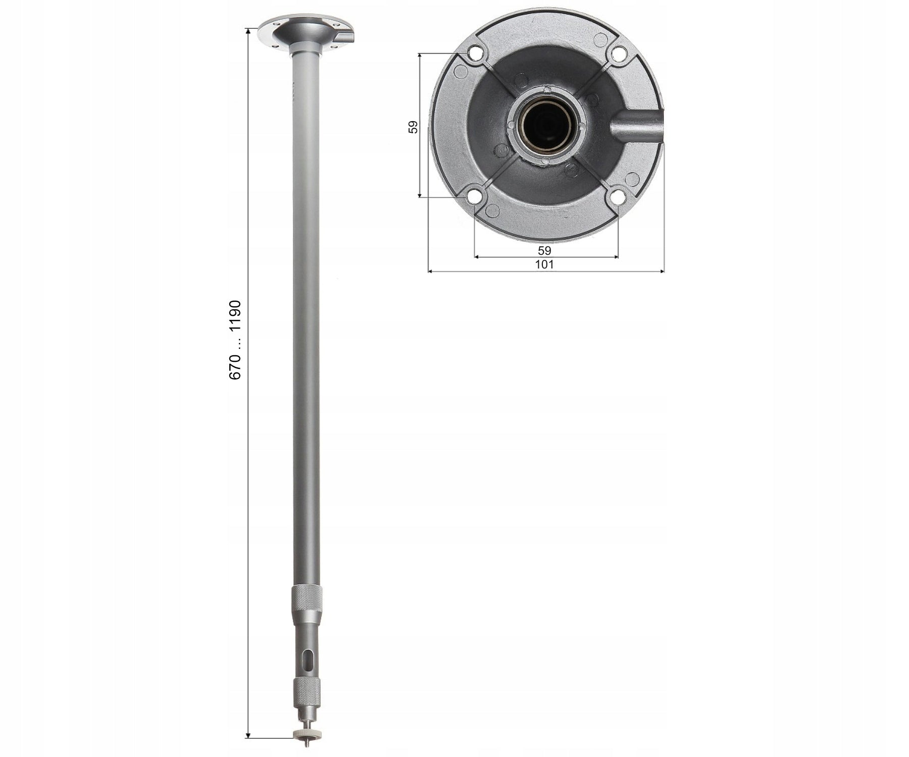 ADJUSTABLE CEILING BRACKET FOR PROJECTOR CAMERA 0.71-1.22m PHOTO THREAD 1/4" Manufacturer code WSPORNIK TELESKOPOWY 0.71m-1.22 m