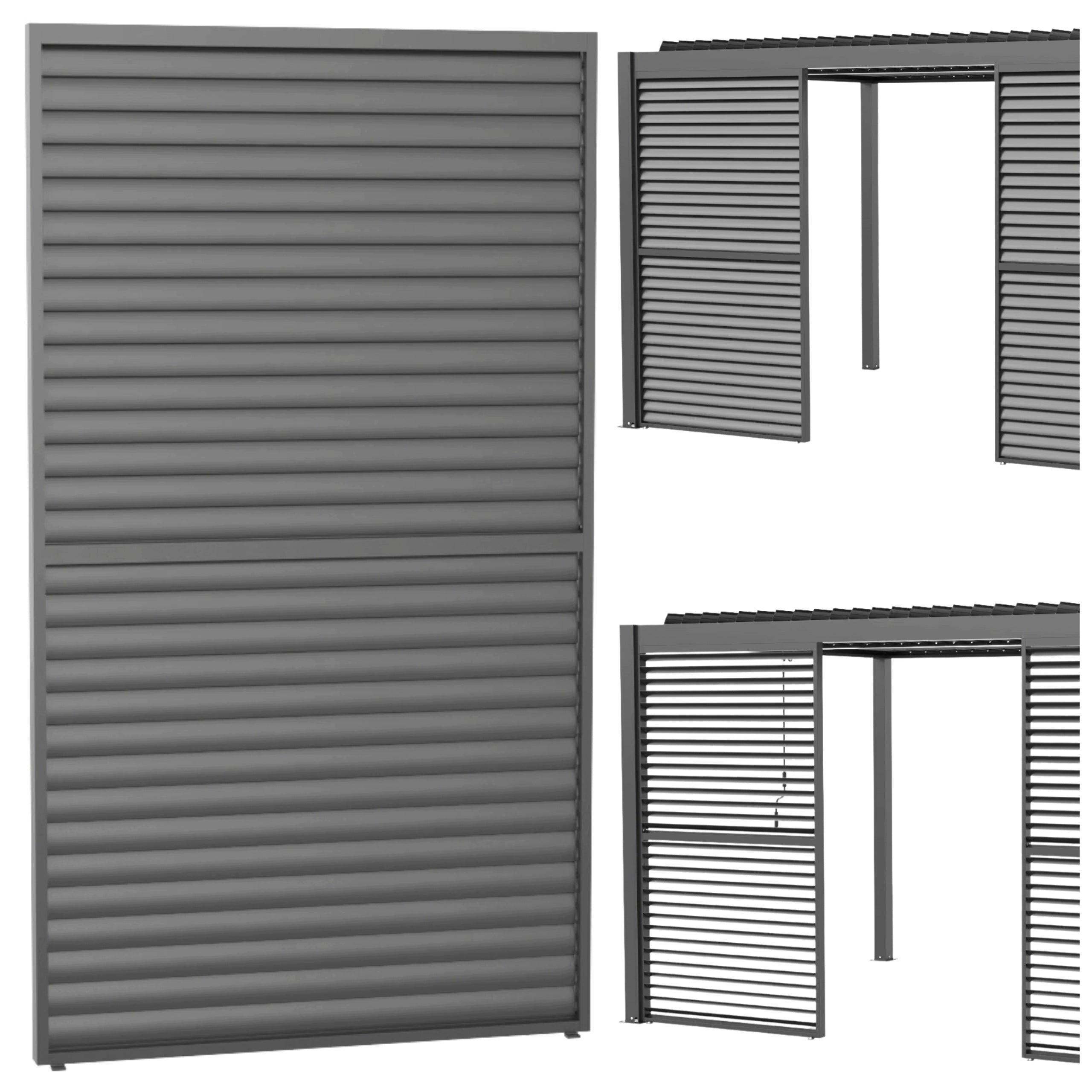 ADJUSTABLE SIDE LOUVER PANEL PERGOLA MOVABLE BOARDS ANTHRACITE 90CM