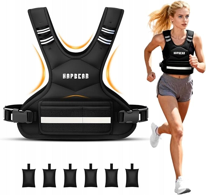 ADJUSTABLE WEIGHTED VEST EXERCISE TRAINING 6X WEIGHT WITH POCKET