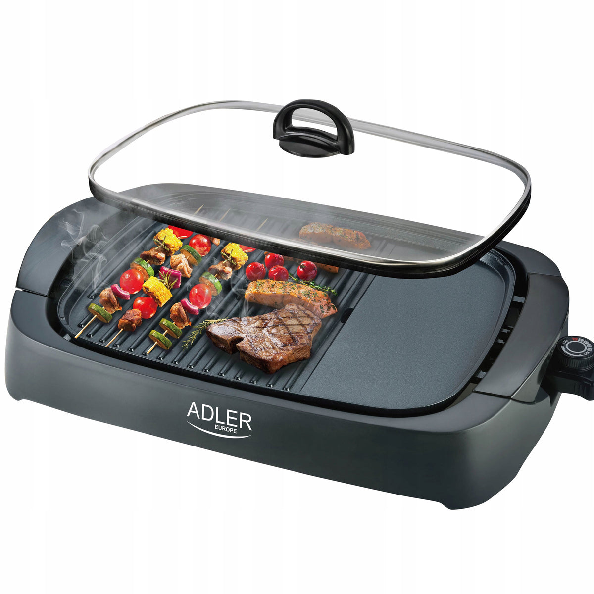 ADLER AD6610 | electric grill | glass cover * 2 heating zones * 3000W