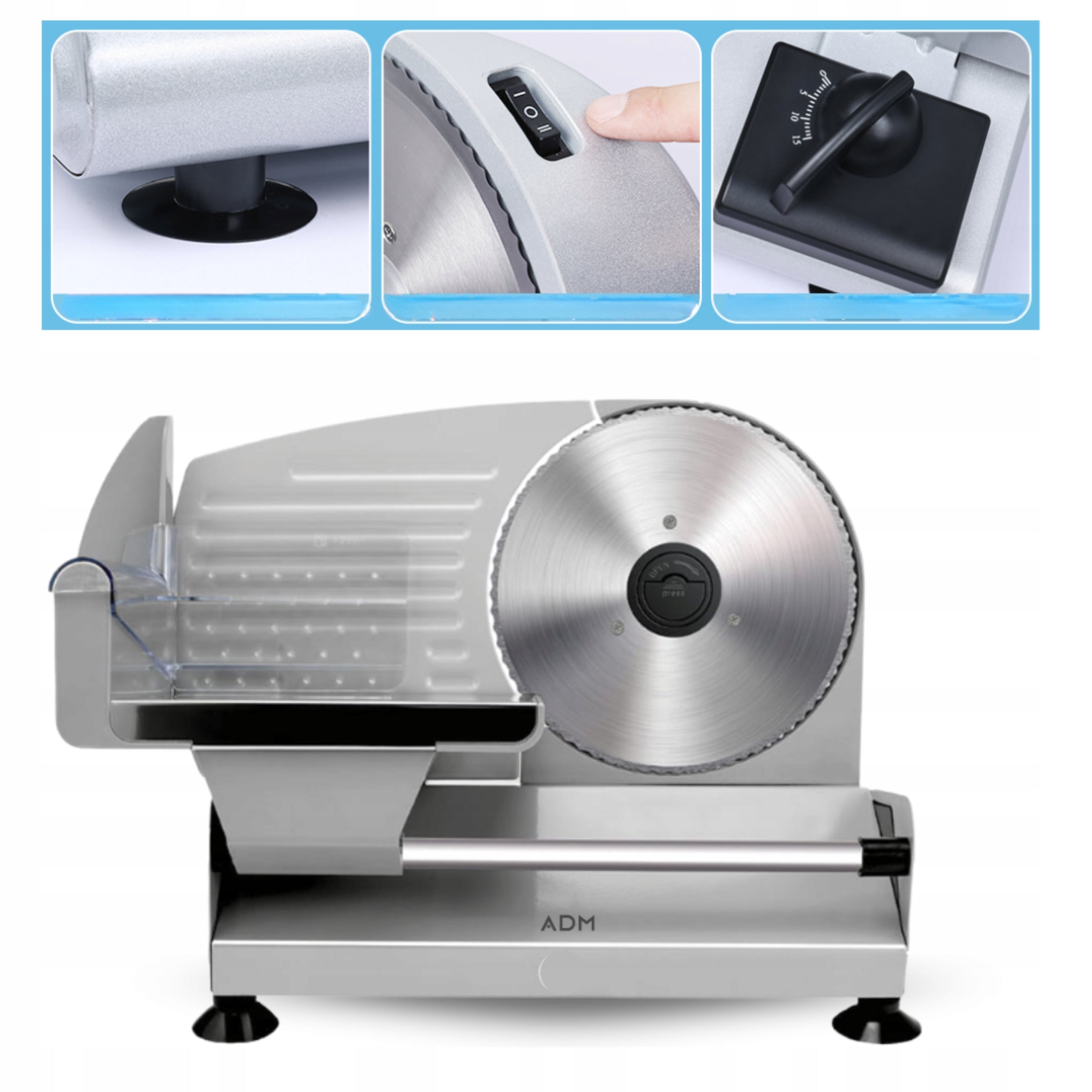 ADM electric slicer 150W- precise and adjustable cutting Manufacturer code Elektryczna krajalnica wielofunkcyjna