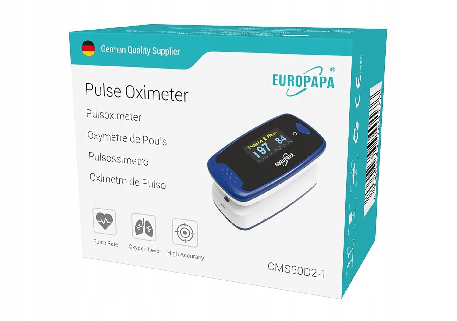 ADULT FINGER PULSE OXIMETER WITH OLED DISPLAY AND BATTERIES EAN (GTIN) 3606236021610
