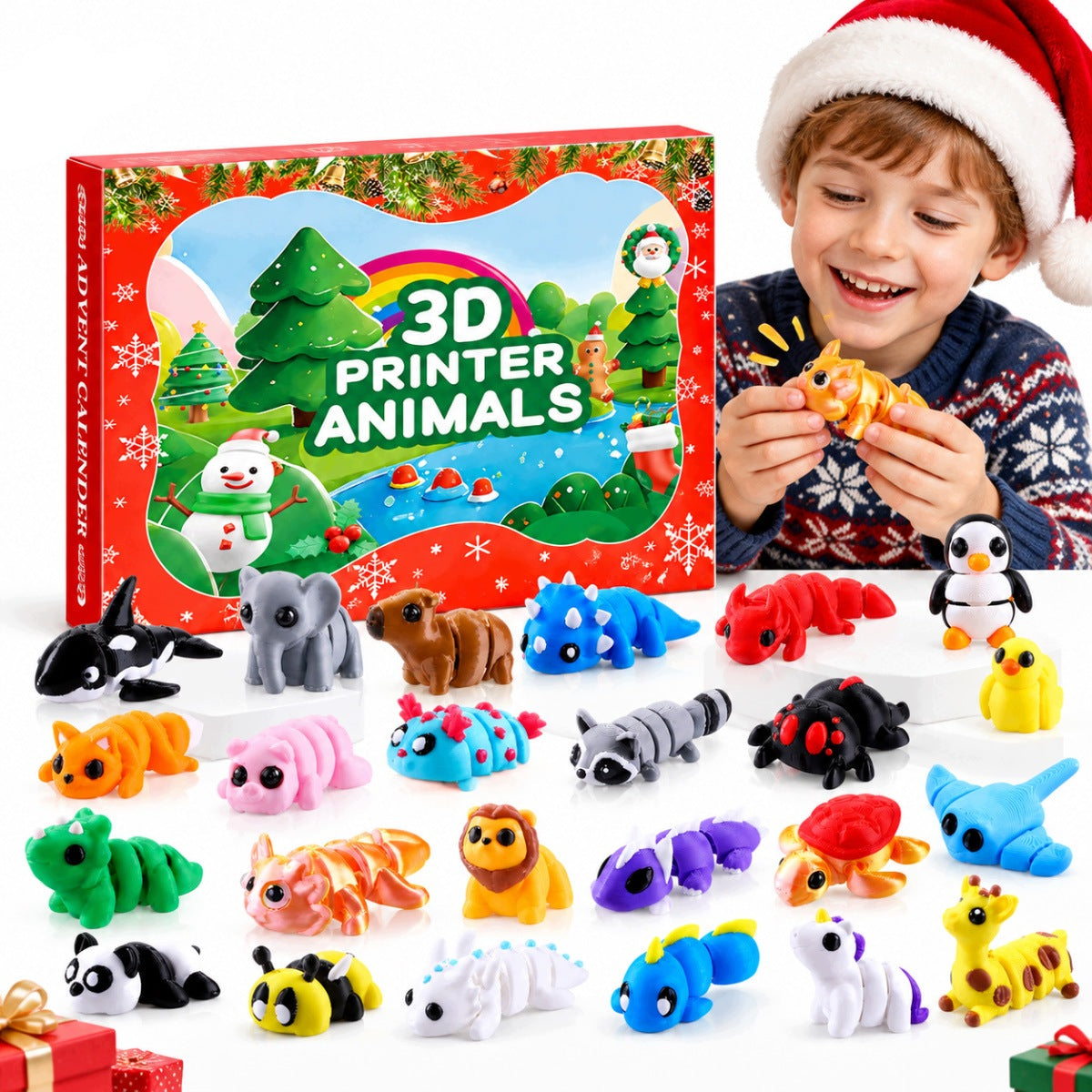 ADVENT CALENDAR 2026 ANIMALS 3D PRINT 24 PCS LARGE FIGURINES FOR CHILDREN