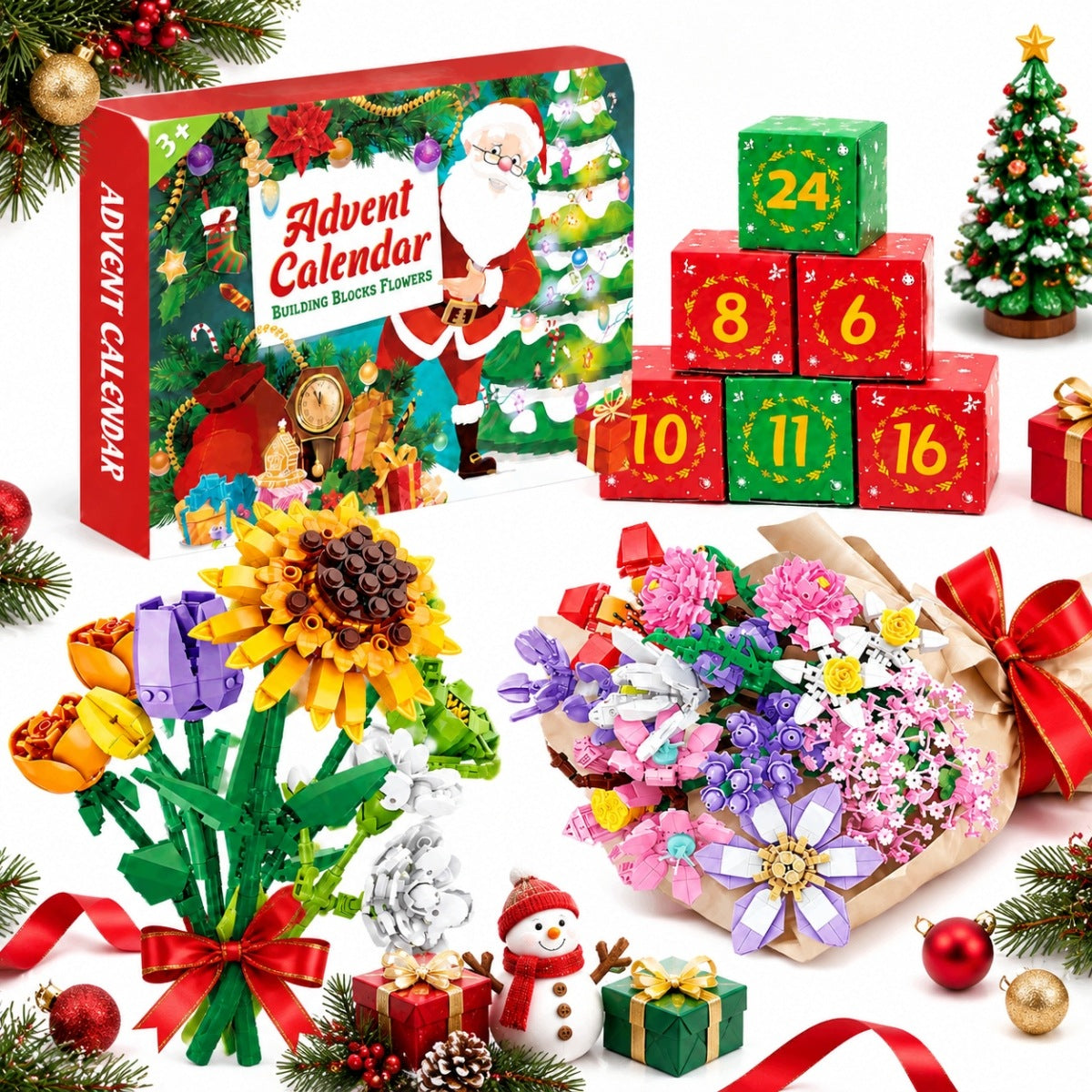 ADVENT CALENDAR 2026 BLOCKS FLOWERS 24 DAYS BOUQUET DIY TO FOLD