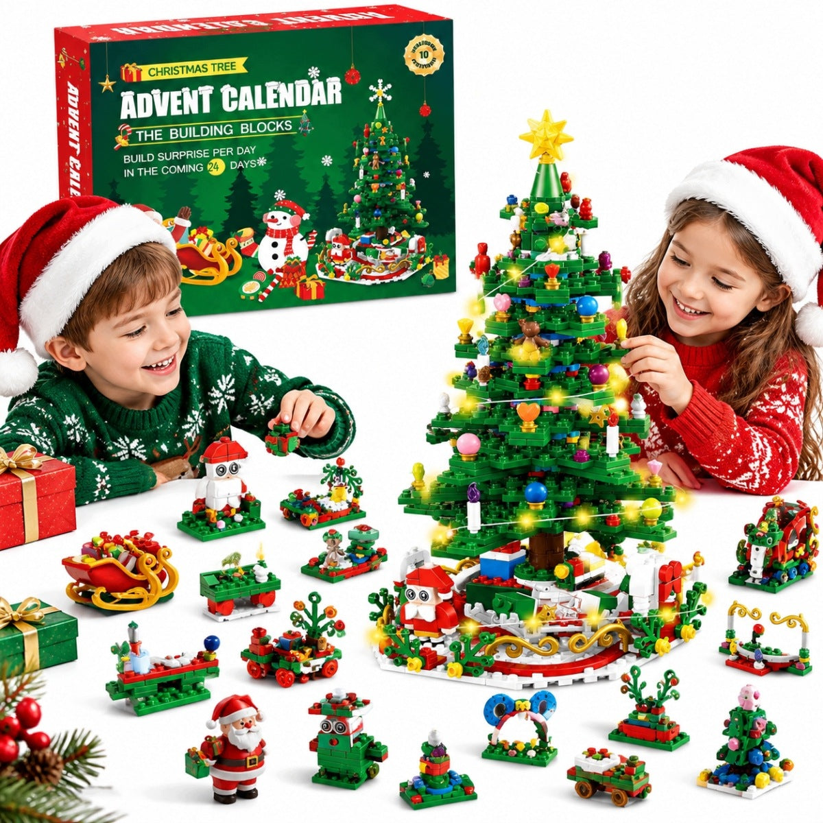 ADVENT CALENDAR 2026 BUILDING BLOCKS LED CHRISTMAS TREE 24IN1 GIFT