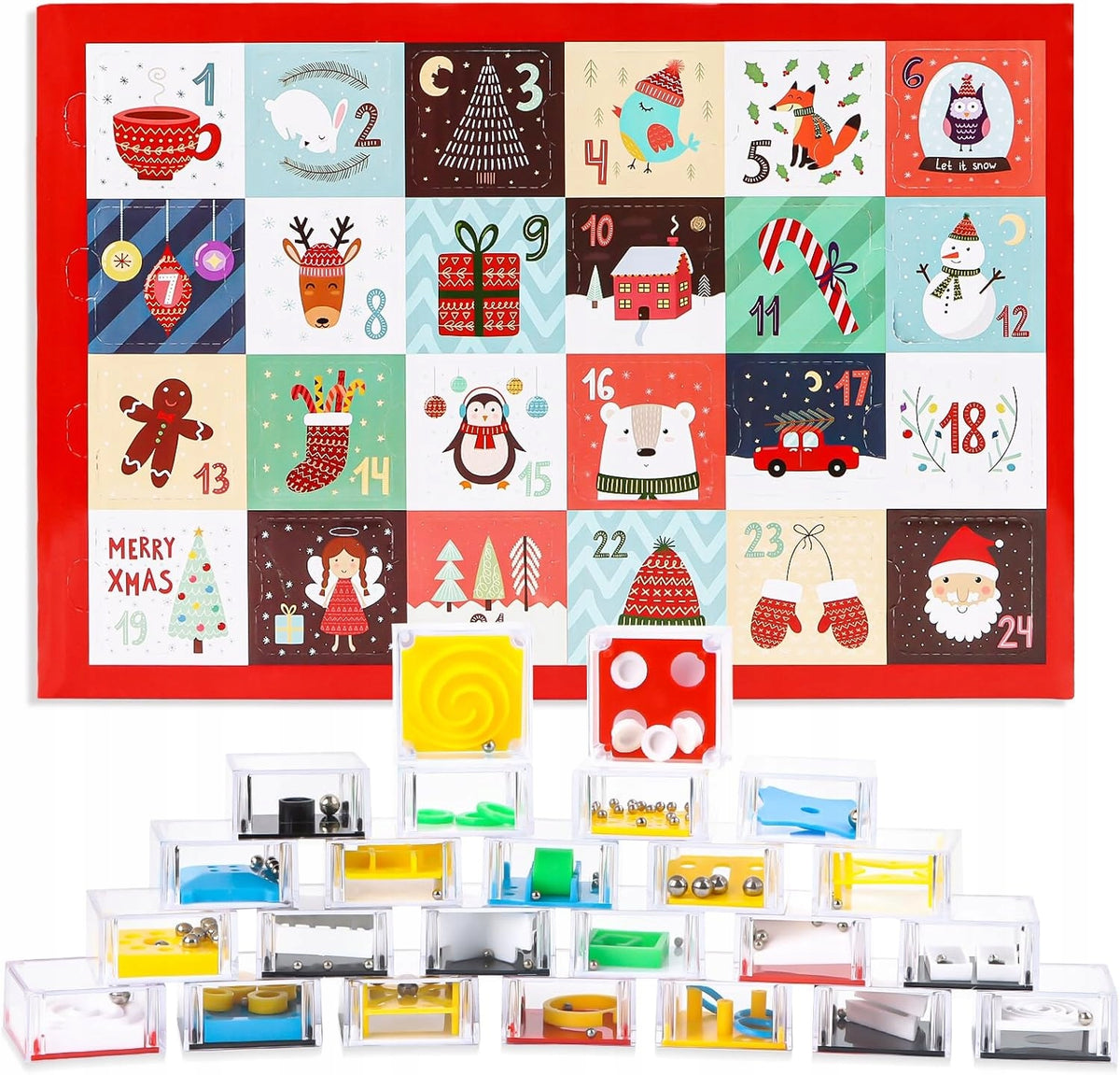 ADVENT CALENDAR 24 PUZZLE GAMES 3D PUZZLES MINI GAMES CHECKERED TOYS Manufacturer code Kalendarz Okienka 24 dni