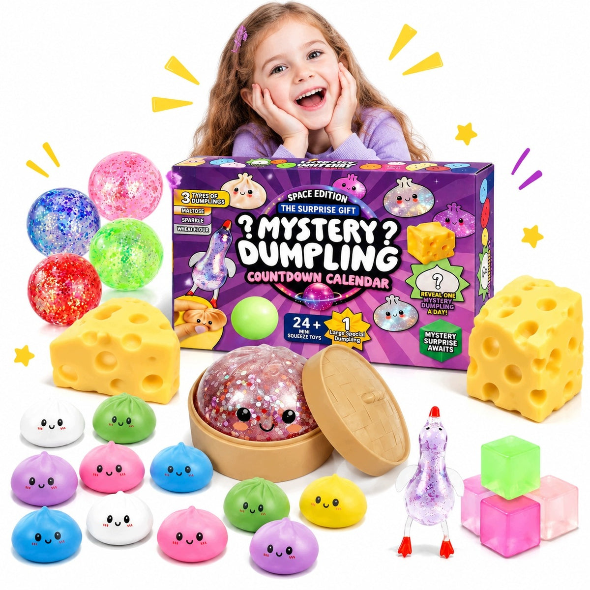 ADVENT CALENDAR 25 SQUISHY ANTI-STRESS GIFT CHRISTMAS SET