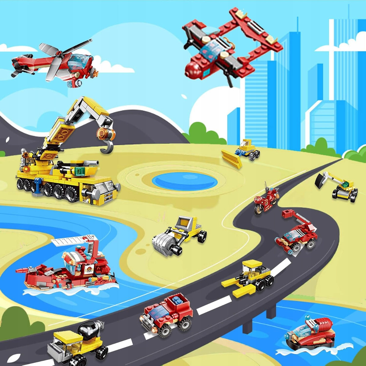 ADVENT CALENDAR BLOCKS FIRE BRIGADE VEHICLES GIFT FOR SANTA CLAUS CHILDREN Packaging status original