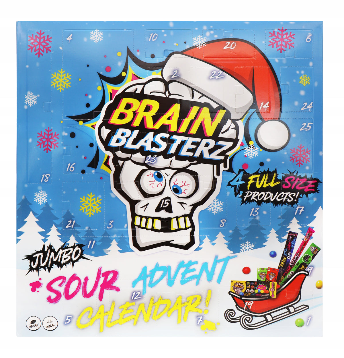 ADVENT CALENDAR BRAIN BLASTERZ SOUR SWEETS GIFT CHRISTMAS