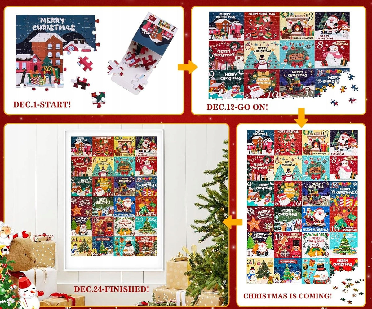 ADVENT CALENDAR CHRISTMAS THEMES 24x puzzle Puzzle 1008 element.Q55 Brand no brand