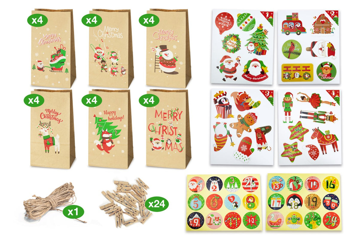 ADVENT CALENDAR DIY ECO HANDBAGS PRINT CHRISTMAS STICKERS DO IT YOURSELF Packaging status original