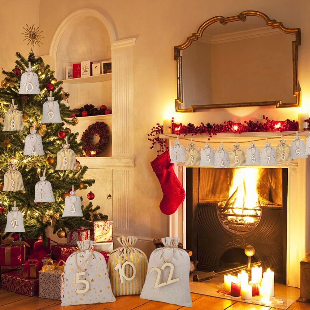 ADVENT CALENDAR DIY POUCHES STRING STICKERS SET CHRISTMAS GIFTS Packaging status original