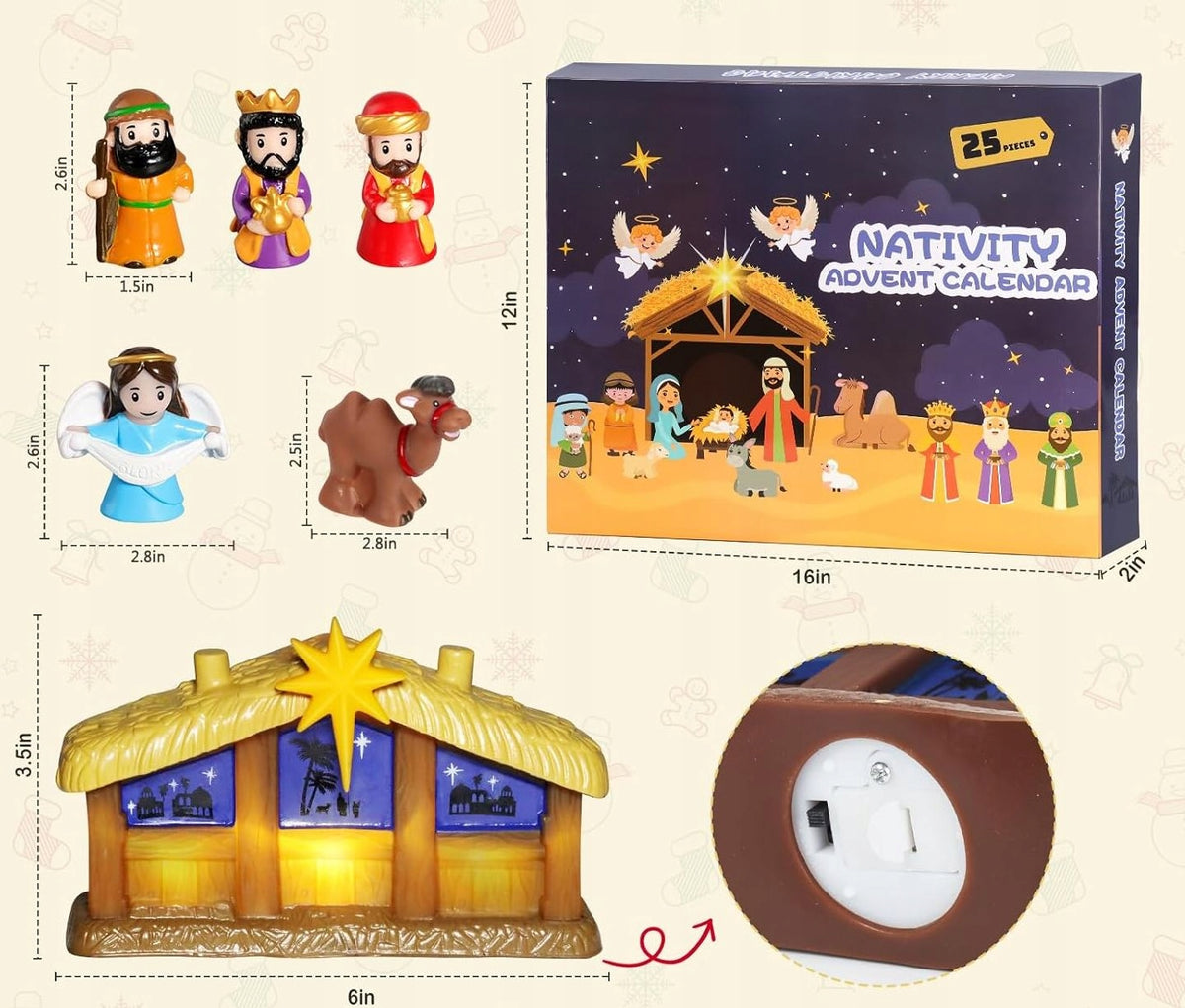 ADVENT CALENDAR FIGURINES + NATIVITY SCENE ILLUMINATED 24 ELEMENTS GP5 Manufacturer code KALENDARZ ADWENTOWY SZOPKA + FIGURKI
