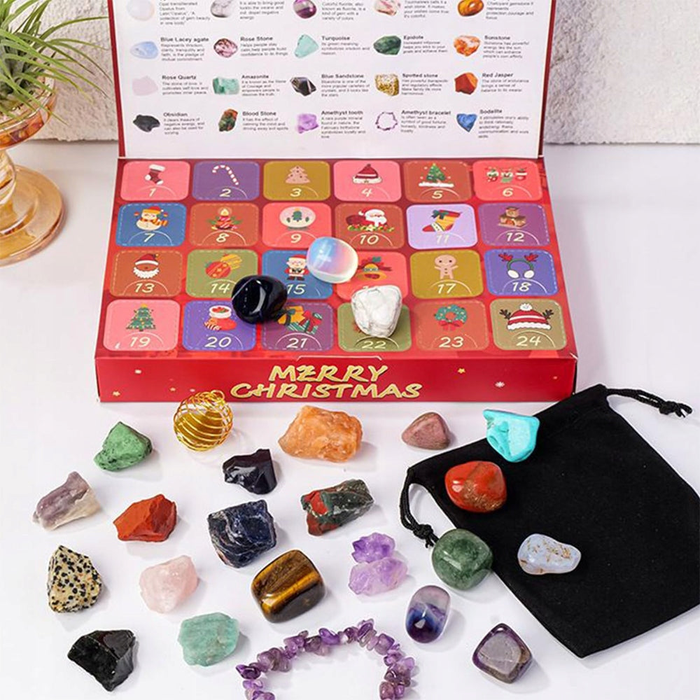 ADVENT CALENDAR FOR 24 DAYS WITH CRYSTAL MINERALS GEMSTONES Packaging status original