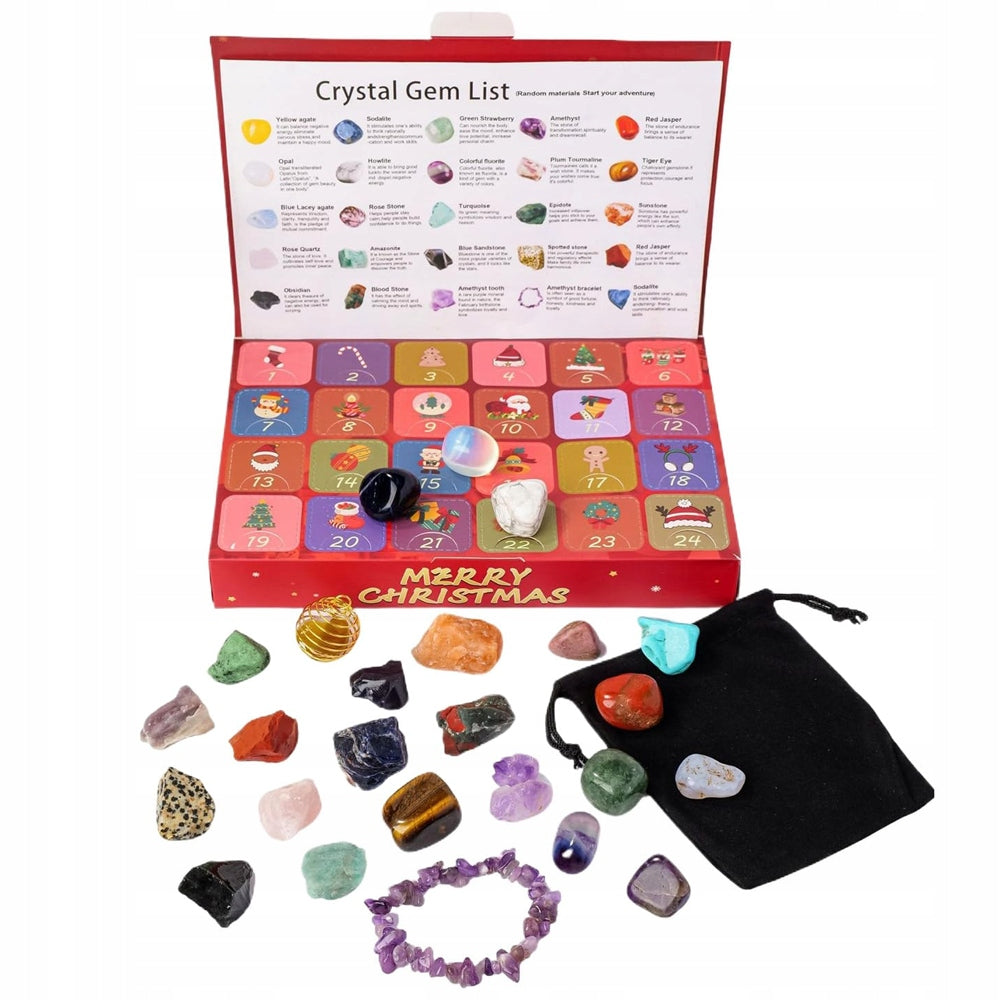 ADVENT CALENDAR FOR 24 DAYS WITH CRYSTAL MINERALS GEMSTONES