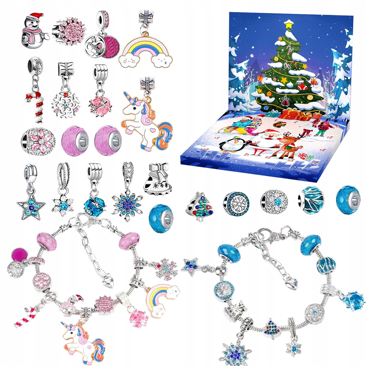 ADVENT CALENDAR FOR CHILDREN BRACELET JEWELRY CHARMS DIY GIFT 24