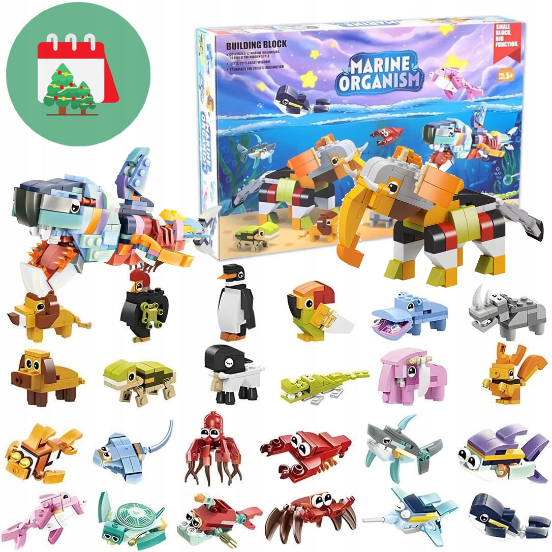 ADVENT CALENDAR FOR CHILDREN BUILDING BLOCKS ANIMALS GIFT 24EL Manufacturer code 5906448720324