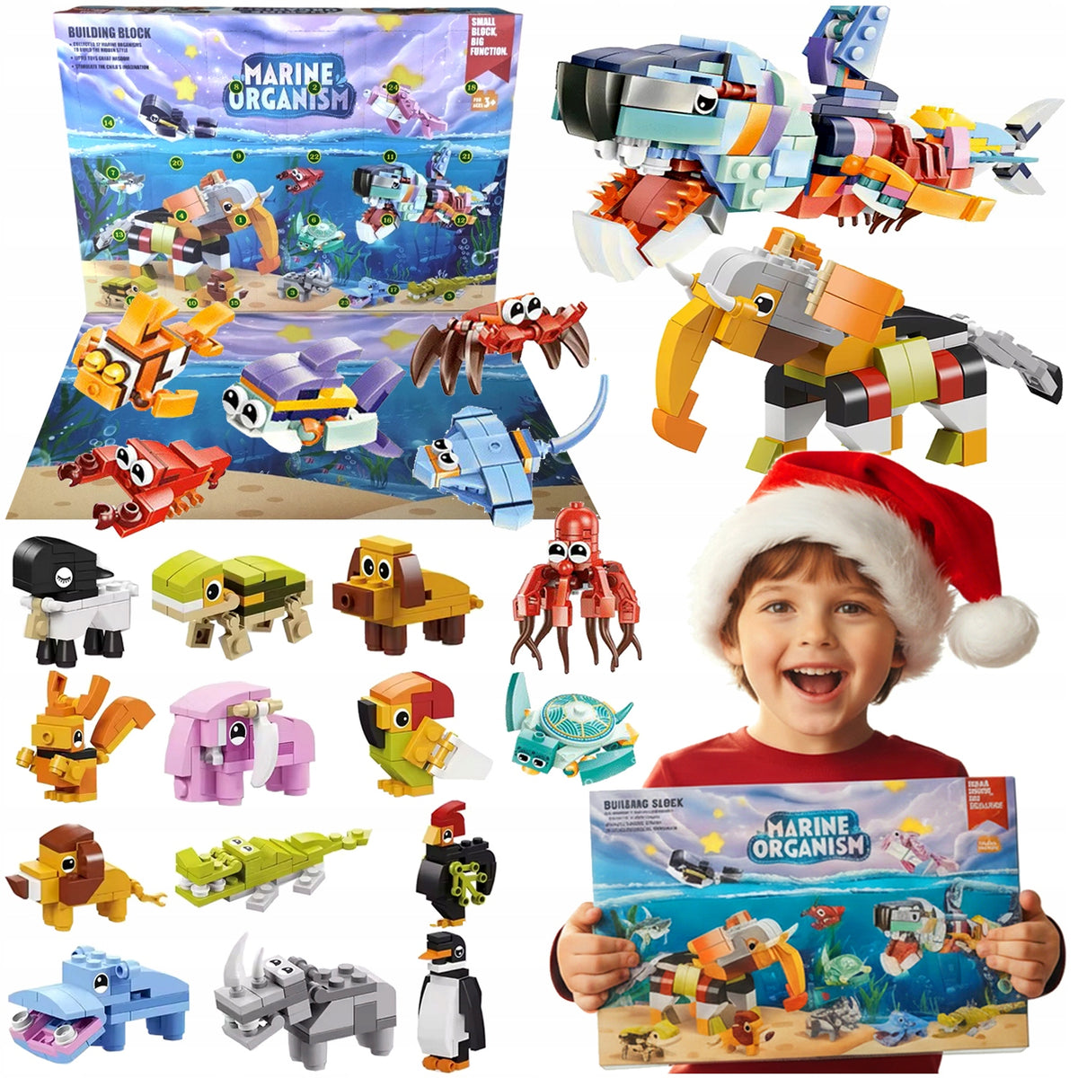 ADVENT CALENDAR FOR CHILDREN BUILDING BLOCKS ANIMALS GIFT 24EL
