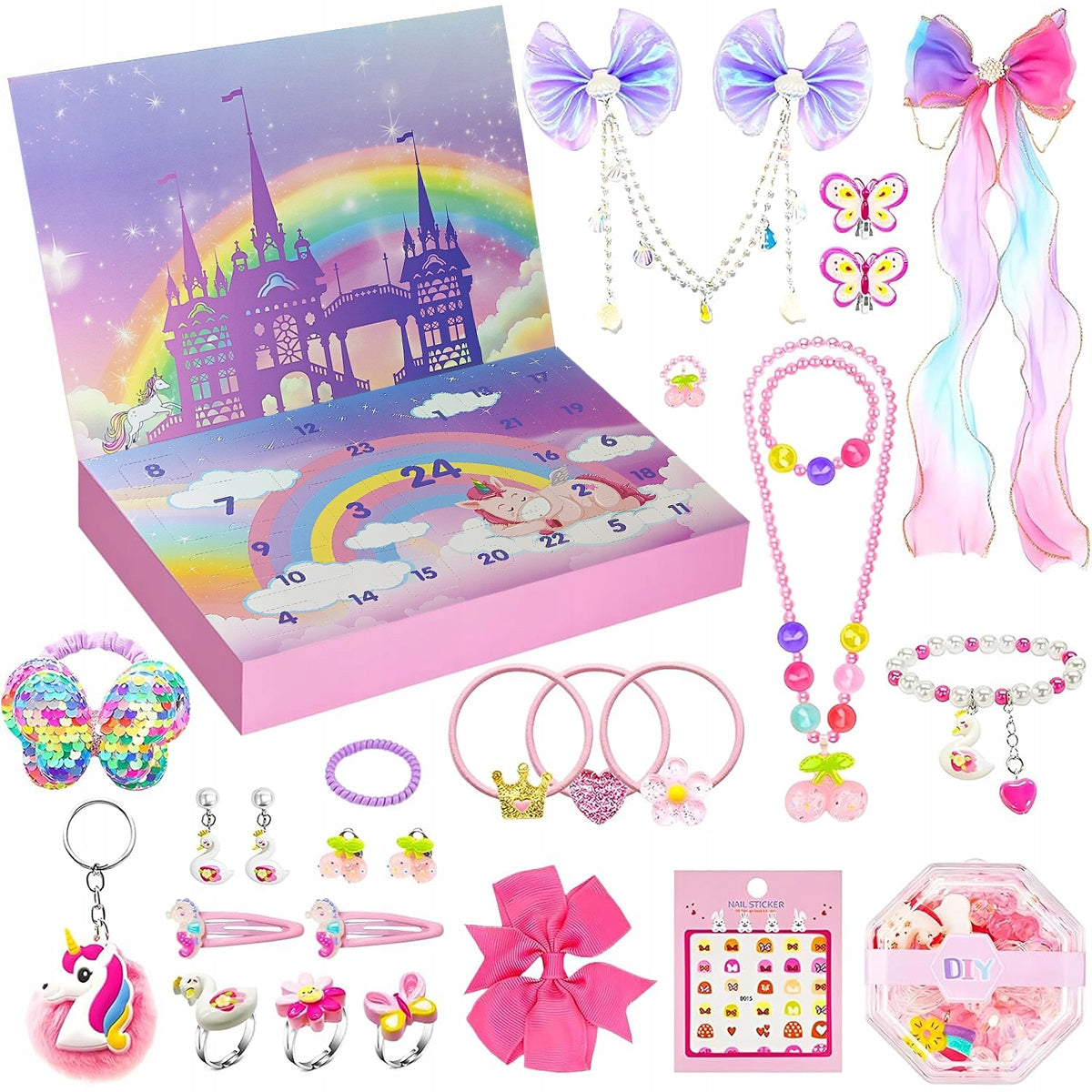ADVENT CALENDAR FOR CHILDREN WITH JEWELRY FOR GIRLS PINK GIFT