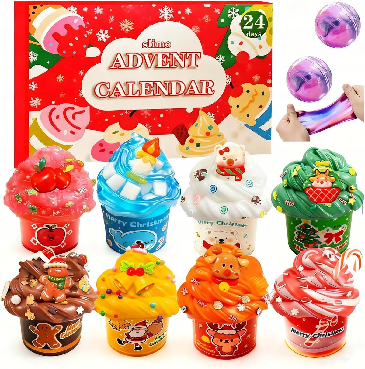 ADVENT CALENDAR GIFT FOR WORLD HOLIDAYS SLIME SQUISHIES 24 PCS DIY