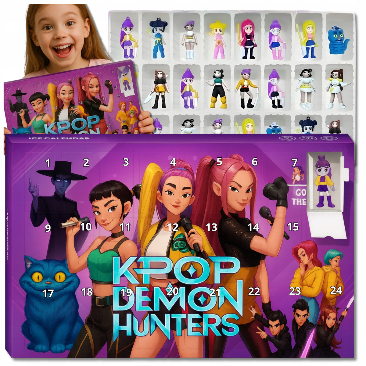 ADVENT CALENDAR K-POP HUNTERS RUMI ZOEY MIRA HUNTERS 24 FIGURINES KEYCHAINS
