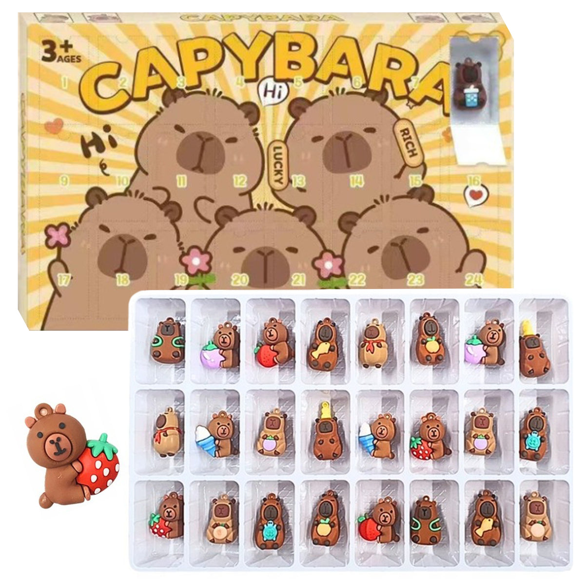 ADVENT CALENDAR Kapibara FIGURINES KEYCHAIN PENDANT 24 PIECES CHRISTMAS