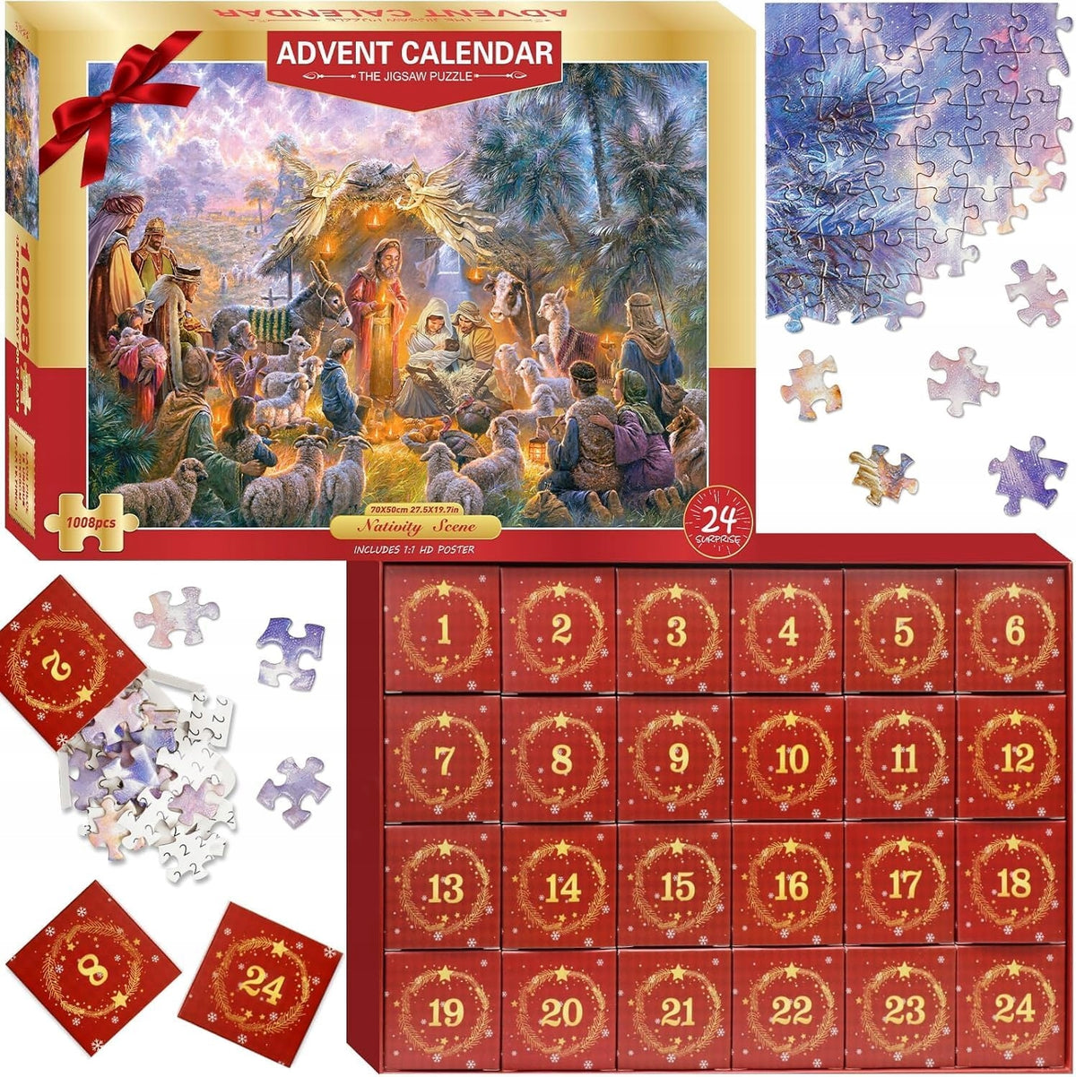 ADVENT CALENDAR NATIVITY SCENE Bethlehem 24x puzzle Puzzle 1008 element SS1 Manufacturer code KALENDARZ ADWENTOWY 1008 ELEMENTÓW