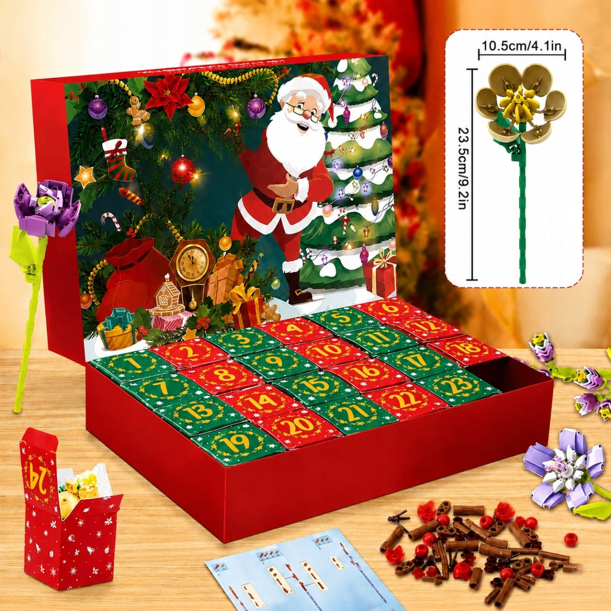 ADVENT CALENDAR SET BLOCKS FLOWERS 24 BUILDING BOXES GIFT Packaging status original