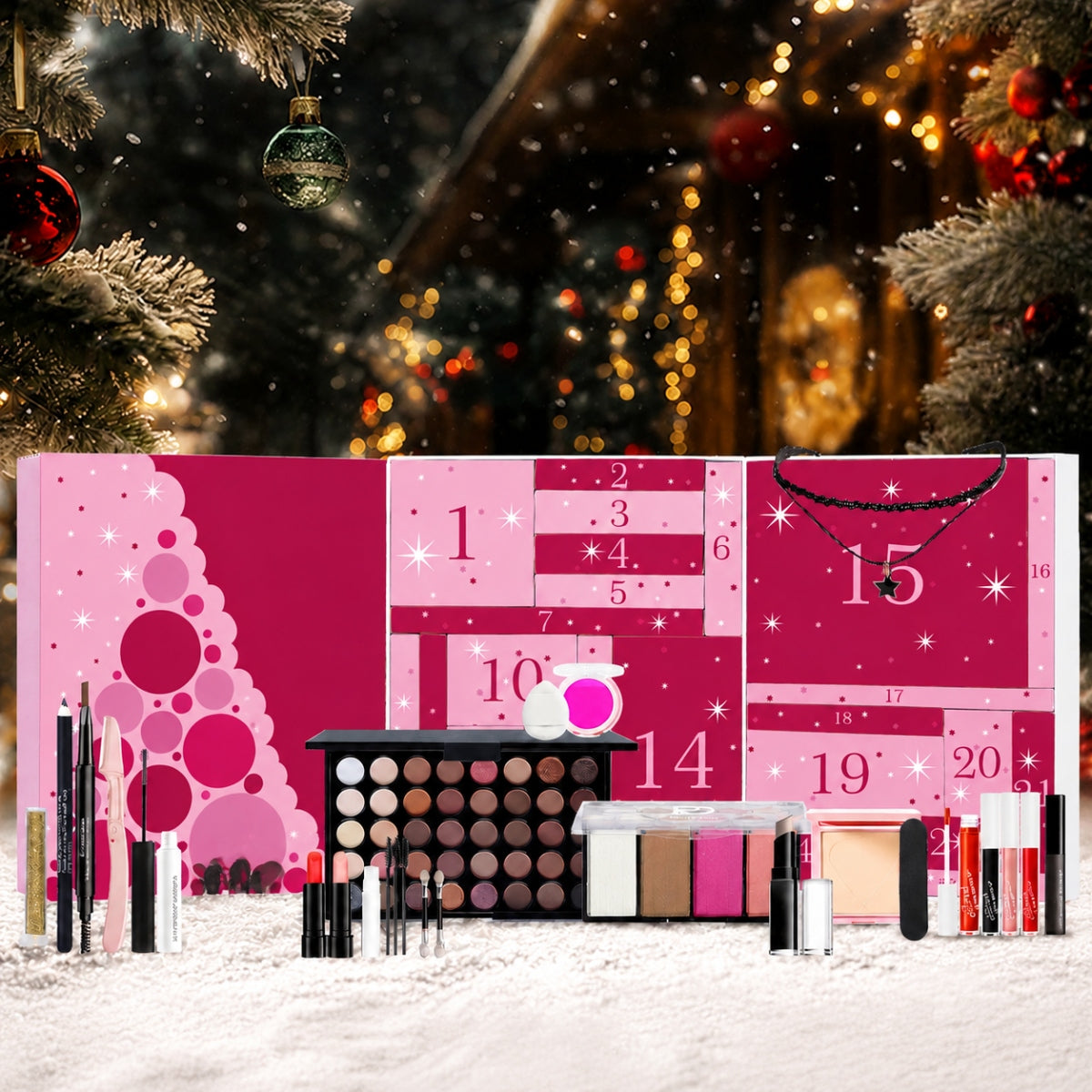 ADVENT CALENDAR SET OF WOMEN'S COSMETICS FOR FACE MAKEUP Packaging status original