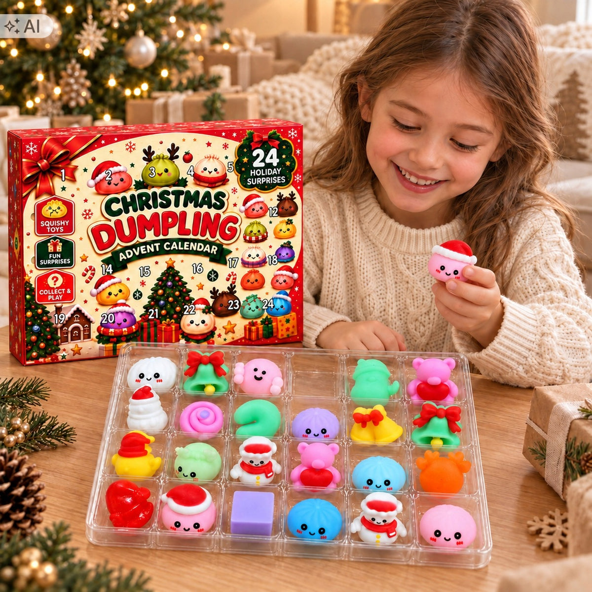 ADVENT CALENDAR SQUISHIES SQUISHY DUMPLING WITH CHILDREN'S CRUMPLE TOYS Manufacturer code Kalendarz adwentowy gniotki squishy
