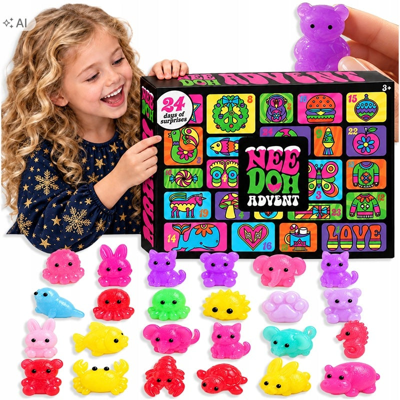 ADVENT CALENDAR SQUISHIES SQUISHY MOCHI 24 PIECES CHRISTMAS WITH CRUMPETS