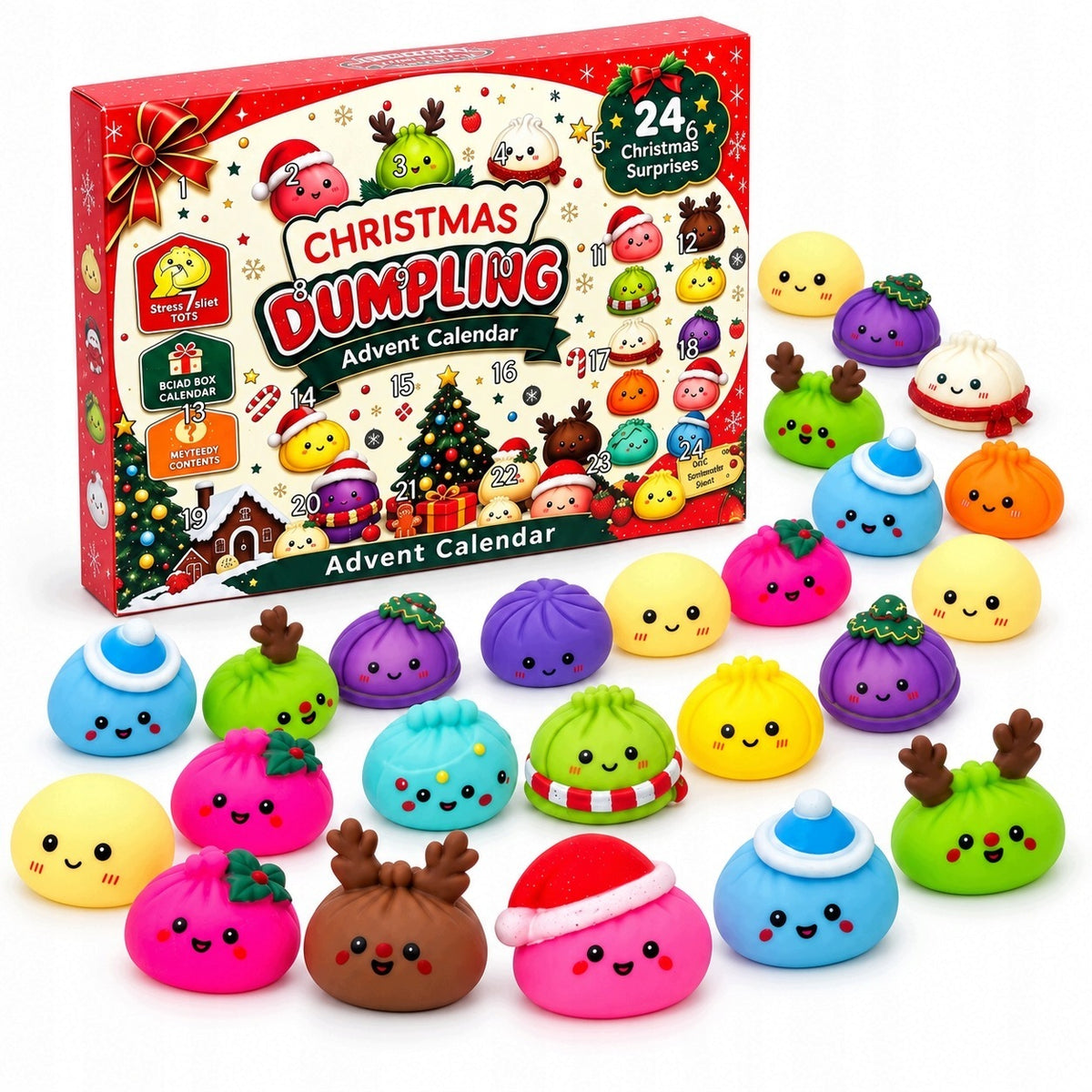 ADVENT CALENDAR SQUISHY 24 PCS MINI SQUISHIES CHRISTMAS Packaging status original