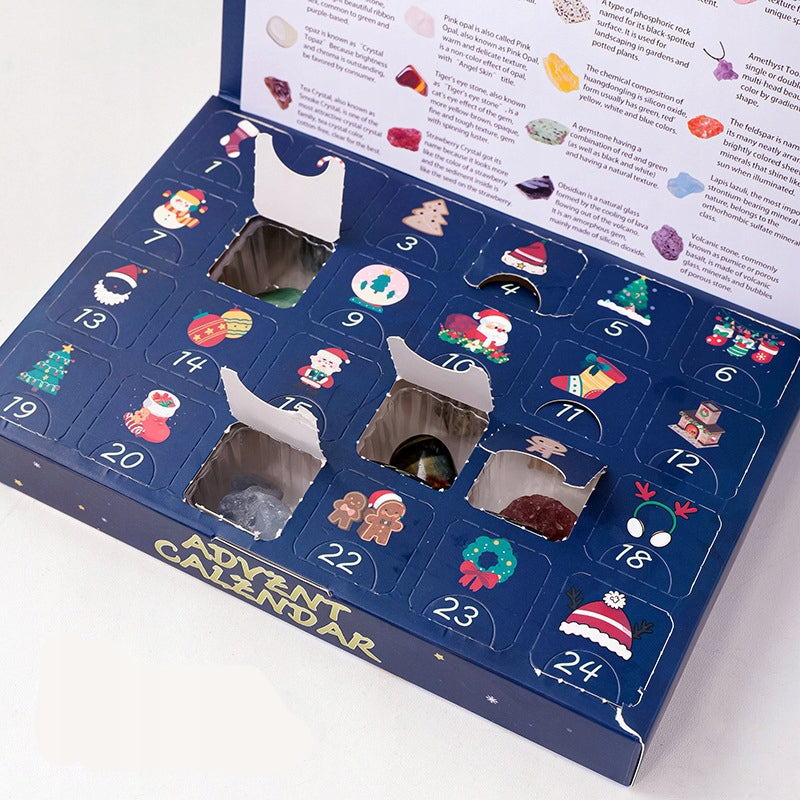 ADVENT CALENDAR STONES MINERALS NATURAL CRYSTALS WITH STONES 24 Packaging status original