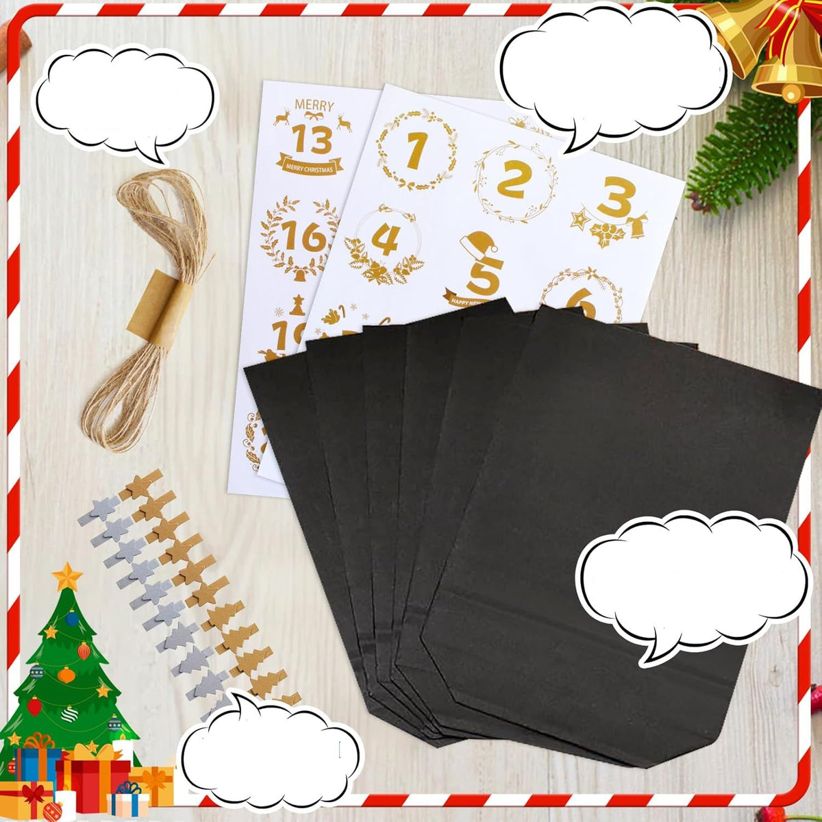 ADVENT CALENDAR STYLISH BLACK HANDBAGS +STRING +CLAMPS 4PF Brand no brand