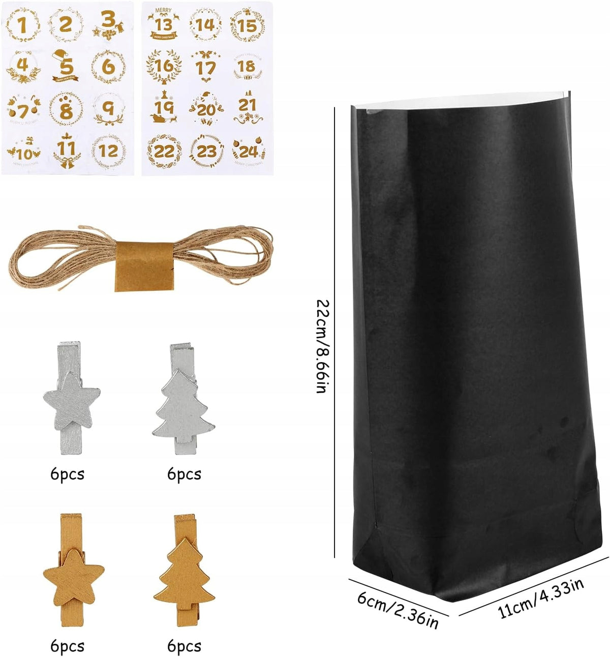 ADVENT CALENDAR STYLISH BLACK HANDBAGS +STRING +CLAMPS 4PF Manufacturer code 4PF