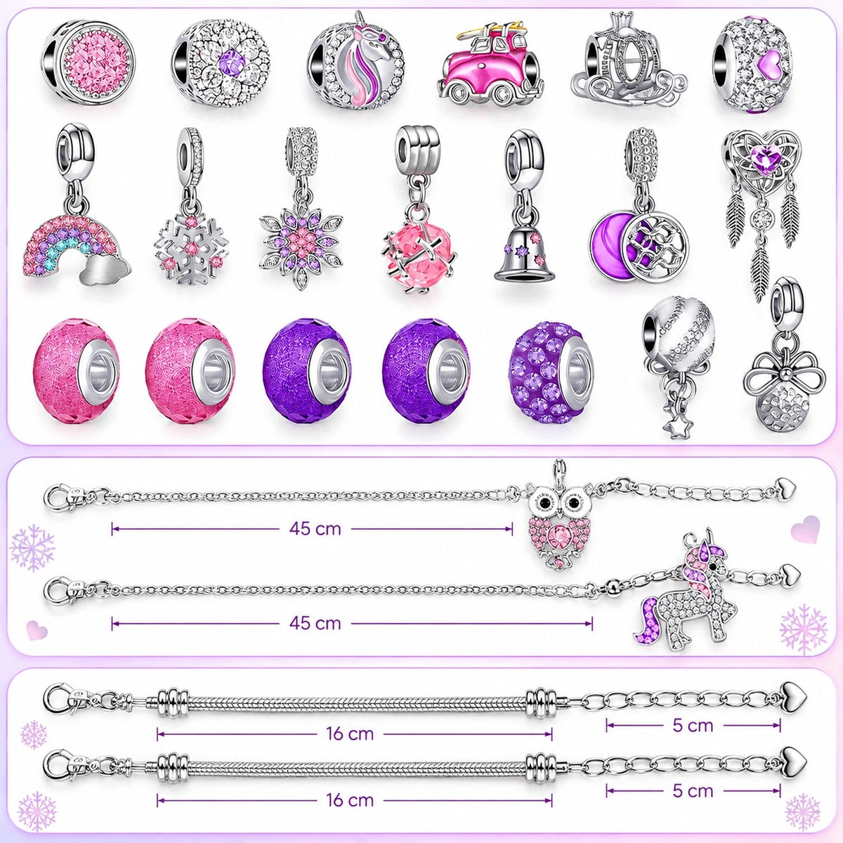 ADVENT CALENDAR WITH JEWELRY FOR GIRLS BRACELET CHARMS 24 EL Manufacturer code KALENDARZ ADWENTOWY CHARMS DLA NIEJ NA ŚWIĘTA