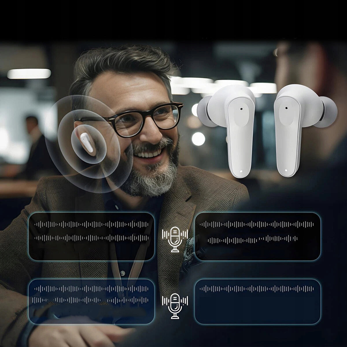 AI TRANSLATOR EARBUDS FOR REAL-TIME TRANSLATION Model AI słuchawki z tłumaczeniem głosu