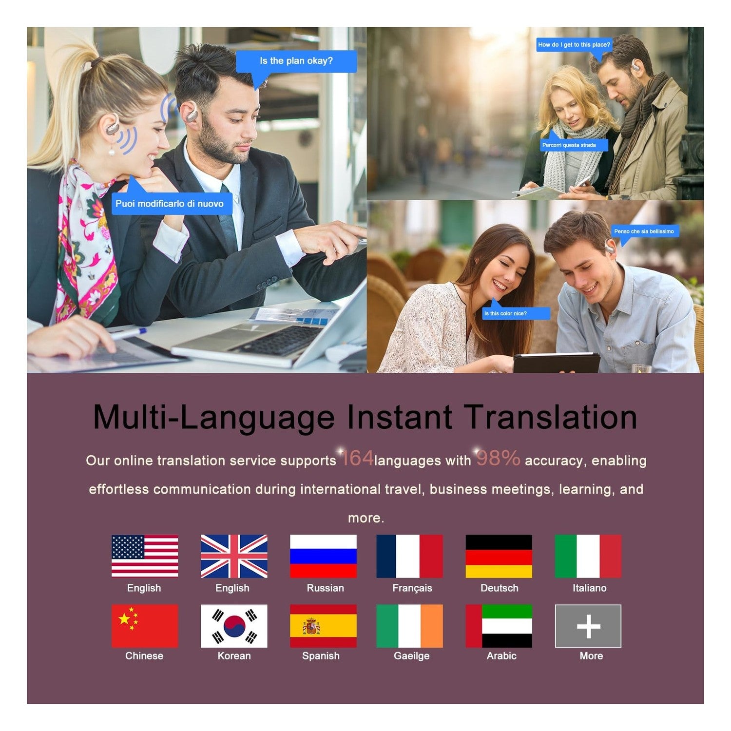AI Translation Headphones - Bluetooth 5.4 - 164 Languages - with App Brand no brand