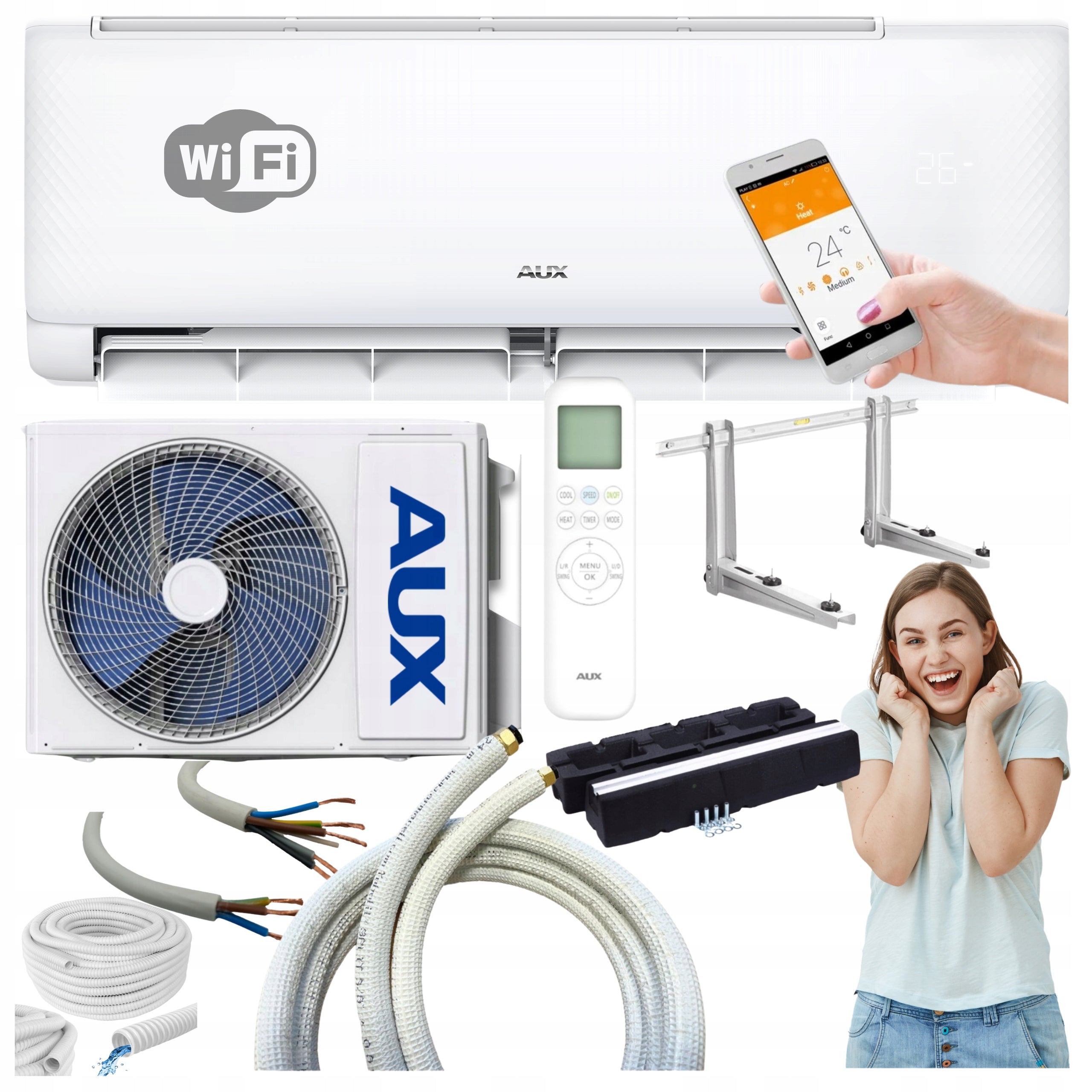 AIR CONDITIONER AUX 3,5kW WALL AIR CONDITIONING MOUNTING KIT FOR HOME OFFICE