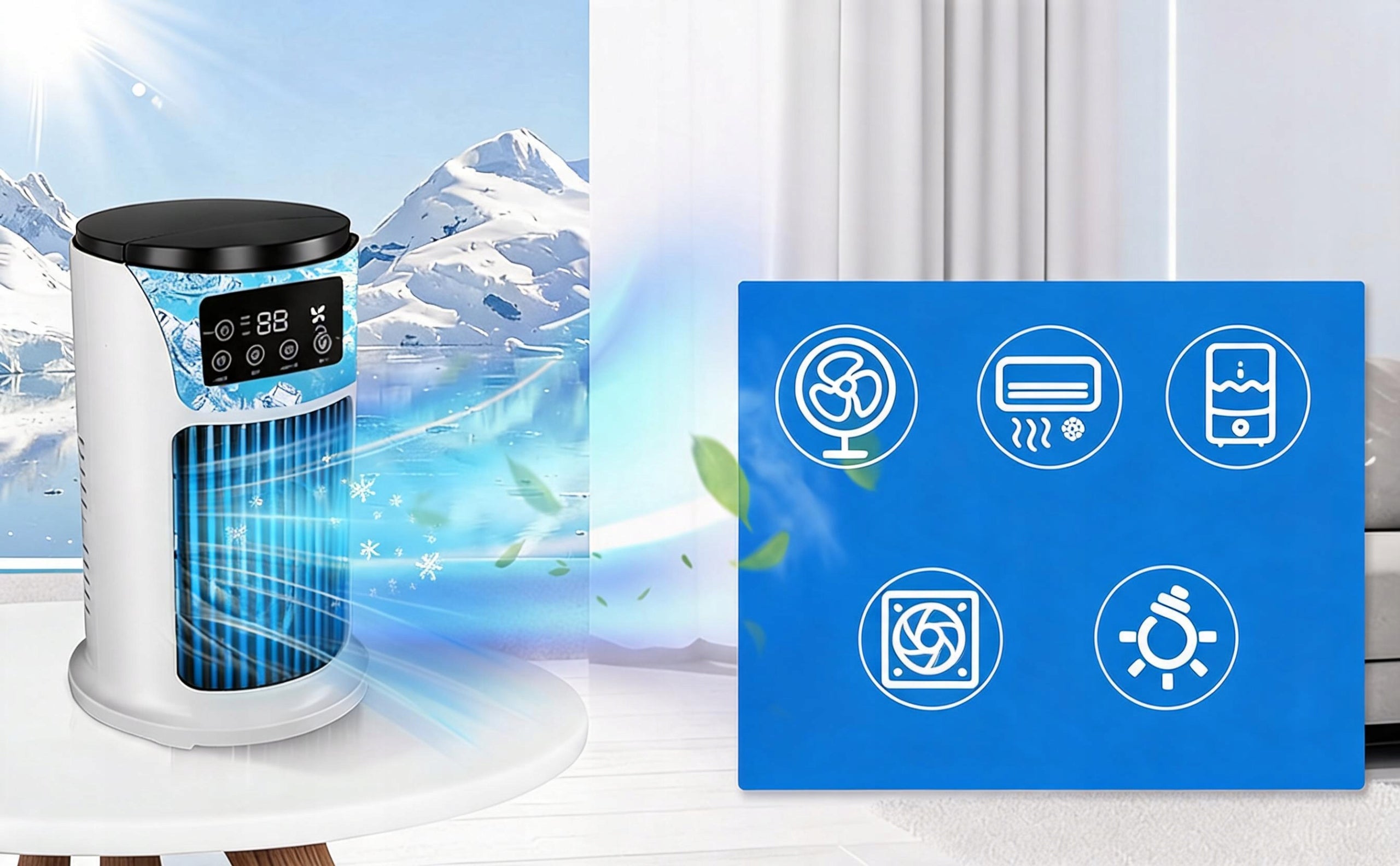 AIR CONDITIONER MINI USB 300ML FAN HUMIDIFIER COOLING 6 SPEED LED Packaging status original
