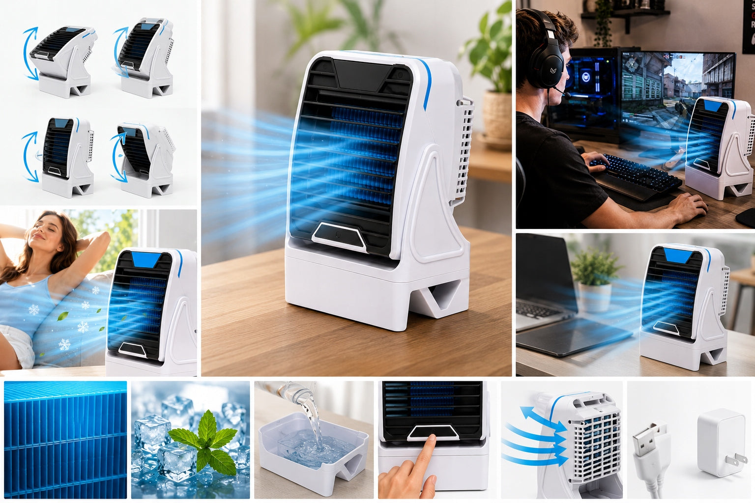 AIR CONDITIONER PORTABLE DESK WINDMILL FOR WATER AND ICE 3IN1 USB + AKU FAN Packaging status original