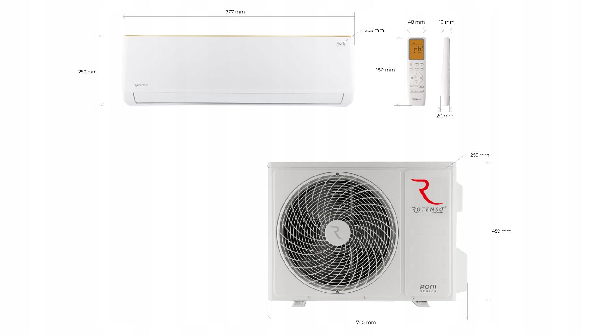 AIR CONDITIONER ROTENSO RONI 3,5 kW heating cooling drying ventilation Heating power 3810 W