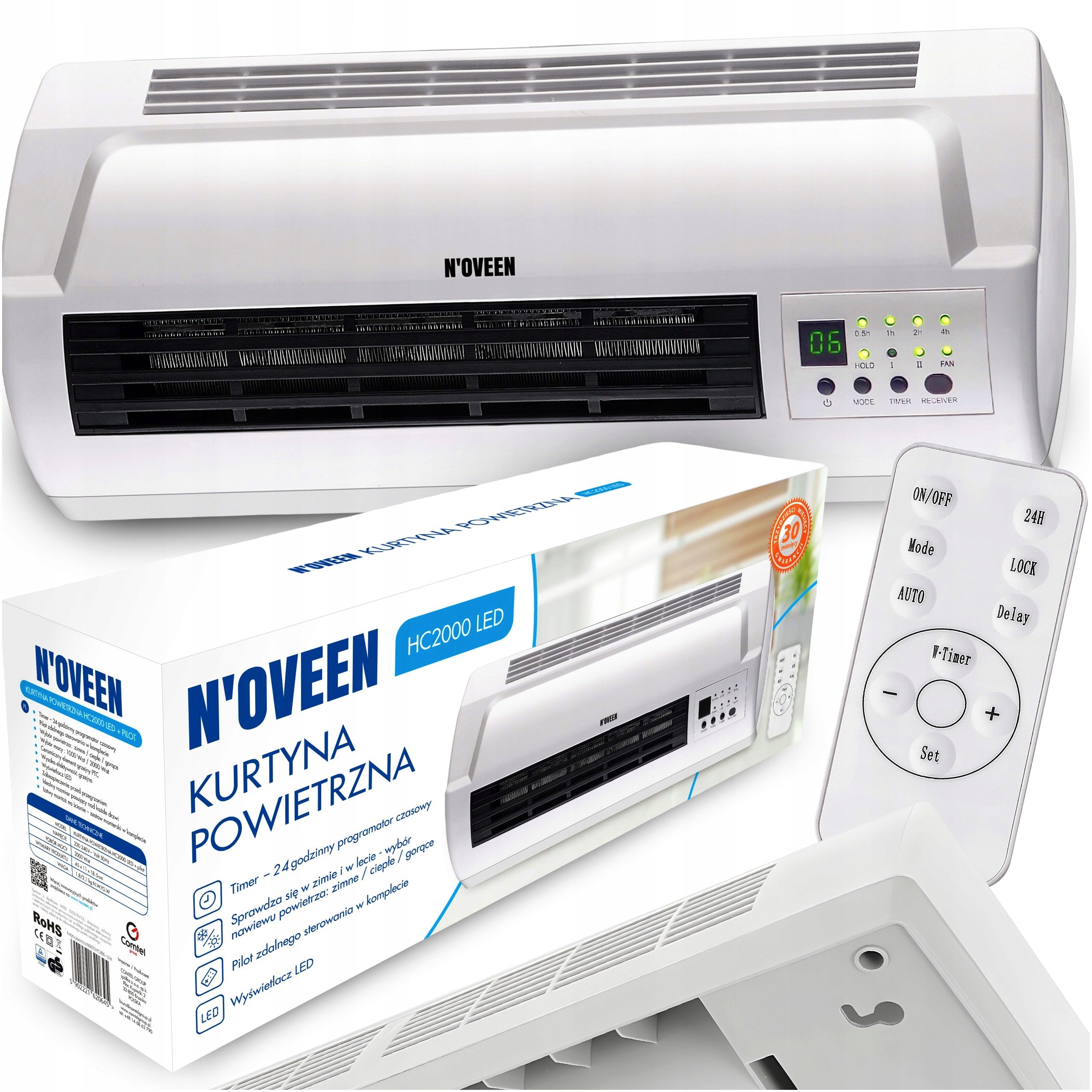 AIR CURTAIN FAN ELECTRIC WALL HEATER NOVEEN 2000W