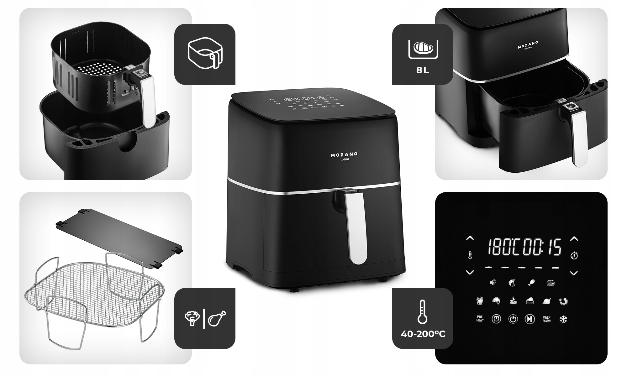 AIR FRYER + CRISPFLOW STRONG 8L Dominant color black