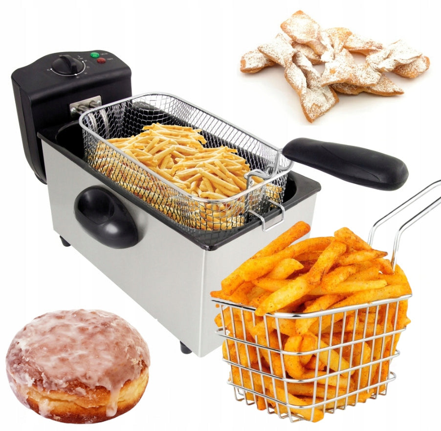 AIR FRYER LARGE OIL STAINLESS STEEL 2000W STRONG XXL 3L