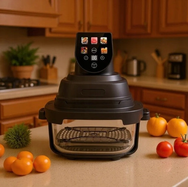 AIR FRYER NON-FAT AIR FRYER GLASS SMART TOUCH SCREEN 4L Dominant color black