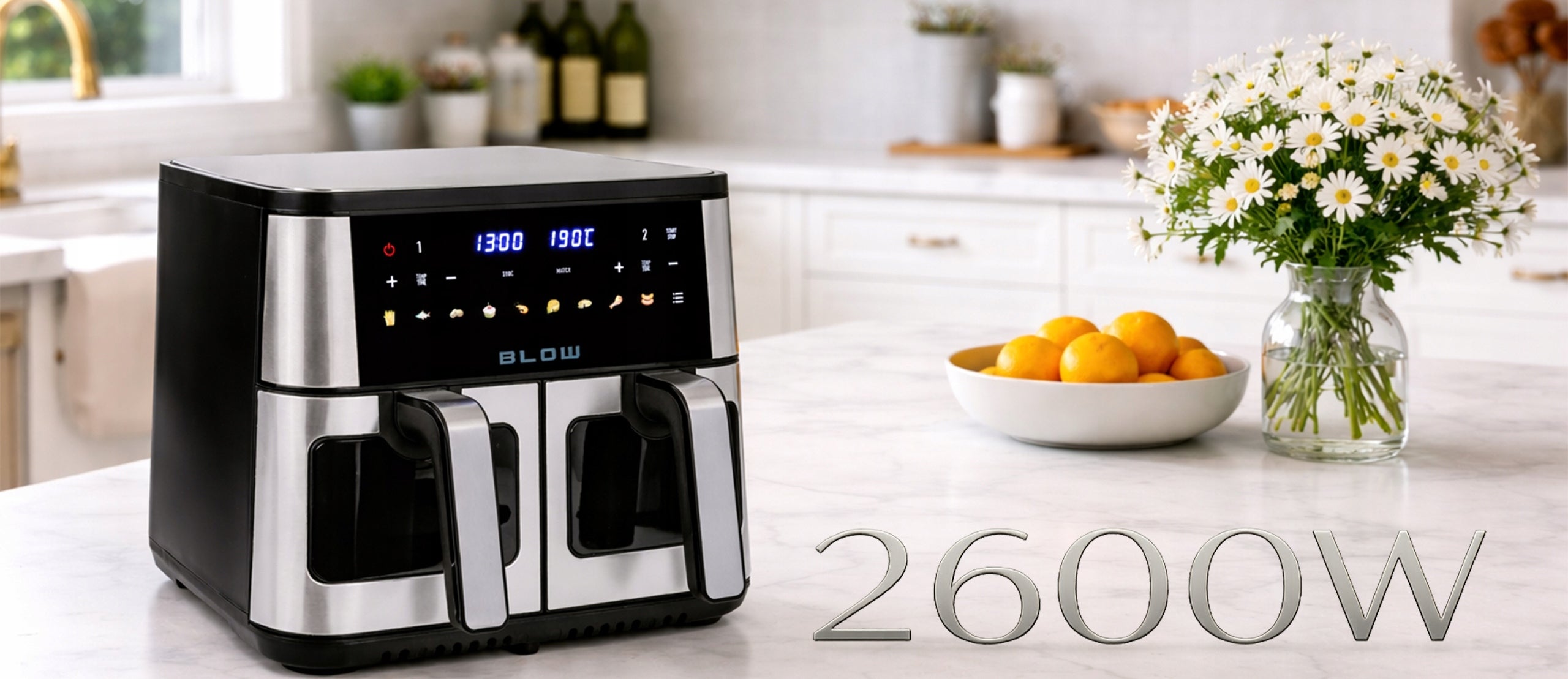 AIR FRYER TWO-CHAMBER AIR FRYER NON-FAT WINDOW 9L XXL STRONG 2600W Packaging status original