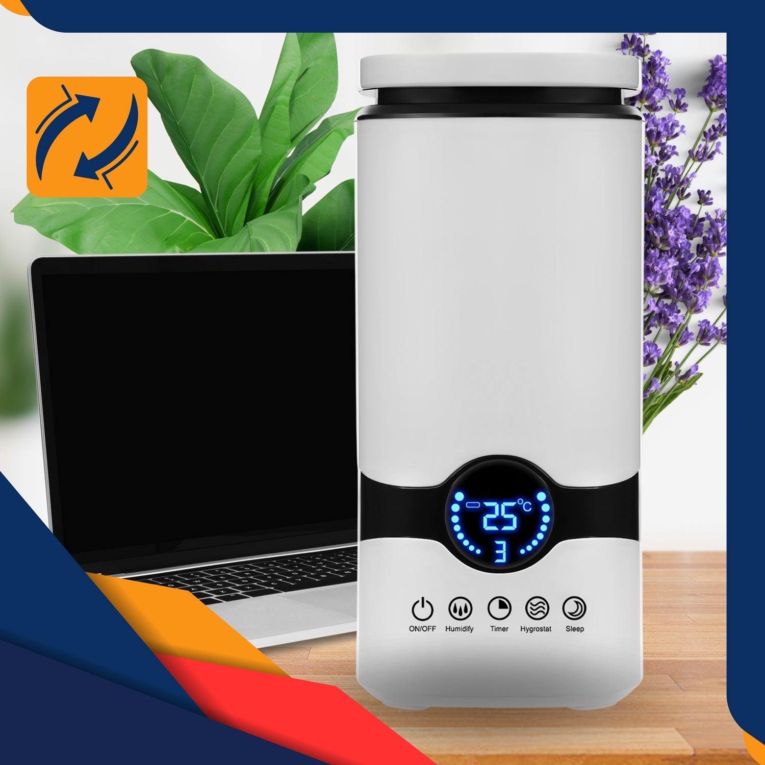 AIR HUMIDIFIER DIFFUSER 4000 ml AROMATHERAPY IONIZER 3in1 + PILOT Manufacturer code 16404